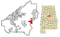 Shelby County Alabama Incorporated and Unincorporated areas Wilsonville Highlighted