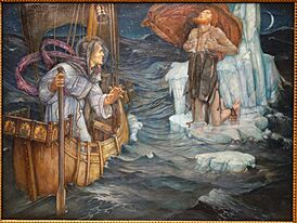 Archivo:The Voyage of St. Brandan by Edward Reginald Frampton, 1908, oil on canvas - Chazen Museum of Art - DSC02356