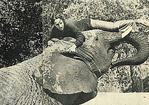 Archivo:Tippi Hedren and Timbo the Elephant press clipping