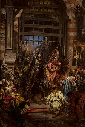 Archivo:Boleslaw Chrobry with Swietopelk near The Golden Gate in Kyiv MNK ND 11610