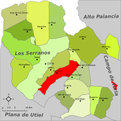 Localización en la comarca de Los Serranos
