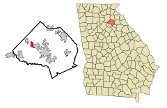 Jackson County Georgia Incorporated and Unincorporated areas Pendergrass Highlighted.svg