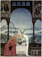 Archivo:Kay Nielsen - East of the sun and west of the moon - the three princesses of whiteland - the King went into the Castle and at first his Queen didnt know him