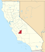 Mapa de California con la ubicación del condado de Kings