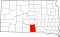 Map of South Dakota highlighting Tripp County