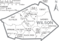 Map of Wilson County North Carolina With Municipal and Township Labels
