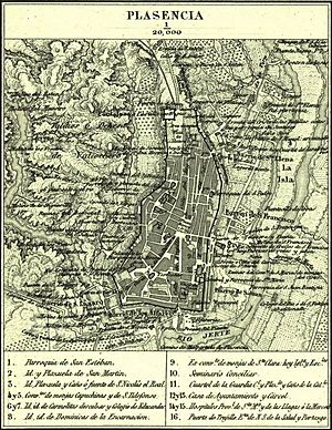 Archivo:Mapa de Plasencia, 1840-1870, de Francisco Coello