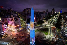 Obelisco con mapping para alentar a la selección argentina