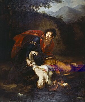Archivo:Radamisto in atto di spingere Zenobia ferita nel fiume Arasse, Francesco Alberi, 1812