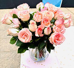 Archivo:Rosas de color rosa en florero