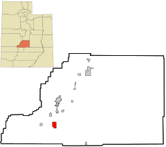 Sevier County Utah incorporated and unincorporated areas Monroe highlighted.svg