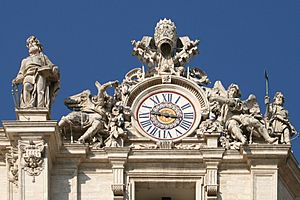 Archivo:0 Horloge et Statue St-Simon - Côté droit façade St-Pierre (Vatican)