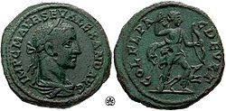 Archivo:Bronze-Alexander Severus-Deultum AE25 Moushmov 3583