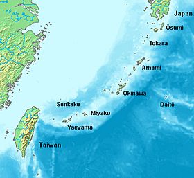 Localización del archipiélago Ryūkyū
