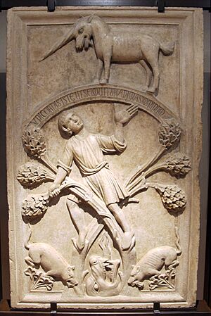 Archivo:Maestro campionese, apologo dell'unicorno (allegoria dlela vita), 1250 ca.