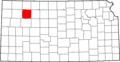 Map of Kansas highlighting Sheridan County