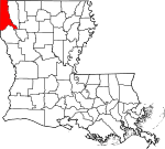 Mapa de Luisiana con la ubicación del Parish Caddo
