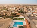 Panorámica aérea del pueblo de Azaila, Teruel.
