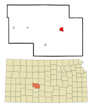 Pawnee County Kansas Incorporated and Unincorporated areas Larned Highlighted.svg