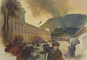 Archivo:Recreación del artista sergio Martinez de cuando el edificio del palacio municipal de Orizaba fue el Centro Educativo Obrero