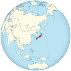 Tokugawa shogunate of Japan on the globe (de-facto) (Japan centered).png