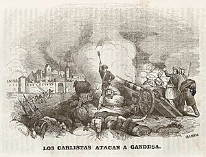 Archivo:1845, Historia de Cabrera y de la guerra civil en Aragón, Valencia y Murcia, Los carlistas atacan a Gandesa