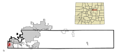 Arapahoe County Colorado Incorporated and Unincorporated areas Columbine Valley Highlighted.svg