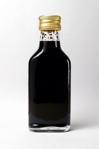 Caramel colouring, bottle, back view
