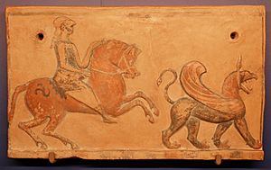 Archivo:Frigia, placca con cavaliere e grifone, 600-550 ac ca