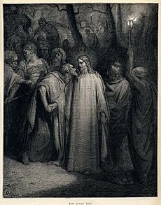 Archivo:Gustave Doré - The Holy Bible - Plate CXLI, The Judas Kiss