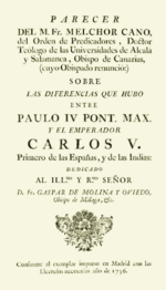 Archivo:Melchor Cano (15-11-1555) Parecer del M. fr. Melchor Cano (edición de 1736)