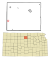 Mitchell County Kansas Incorporated and Unincorporated areas Tipton Highlighted