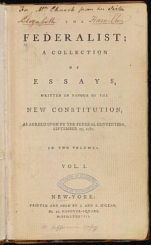 Archivo:The Federalist (1st ed, 1788, vol I, title page) - 02