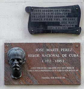 Zaragoza - Placa conmemorativa - José Martí 02