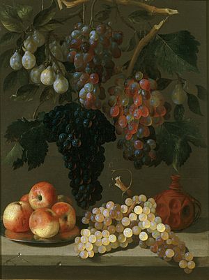 Archivo:Bodegón de uvas, manzanas y ciruelas, de Juan de Espinosa