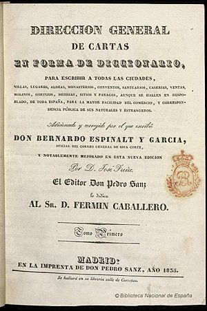 Archivo:Dirección general de cartas en forma de diccionario 1835