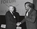 Frederik de Klerk with Nelson Mandela - World Economic Forum Annual Meeting Davos 1992