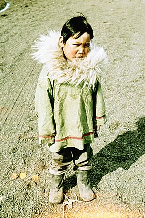 Archivo:Inupiat child at Point Barrow, Alaska circa 1960s