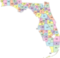 Map of Florida counties numbered