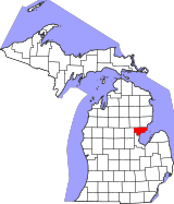 Map of Michigan highlighting Arenac County.svg