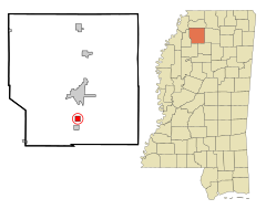 Panola County Mississippi Incorporated and Unincorporated areas Courtland Highlighted.svg