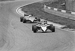 Archivo:Piquet and Prost at 1983 Dutch Grand Prix