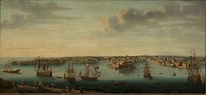 Archivo:Port de La Valette vers 1750 Malte