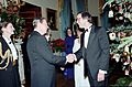 President Ronald Reagan greeting Chevy Chase