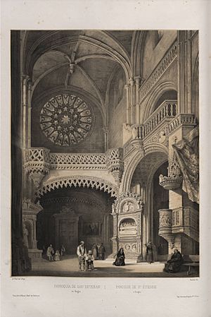 Archivo:1842, España artística y monumental, vistas y descripción de los sitios y monumentos más notables de españa, vol 1, Parroquia de San Esteban en Burgos