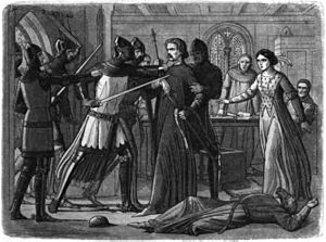 Archivo:A Chronicle of England - Page 293 - Mortimer Seized by the King (bw)