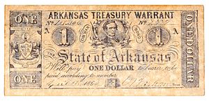 Archivo:American civil war treasury warrant reproduction one dollar arkansas obverse