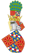 Arms of the Monarchs Navarre (1328-1425) with the Royal Crest.svg
