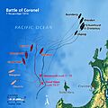 Battle of Coronel map (relief)