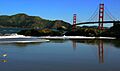 GGB reflection at Baker Beach at low tide